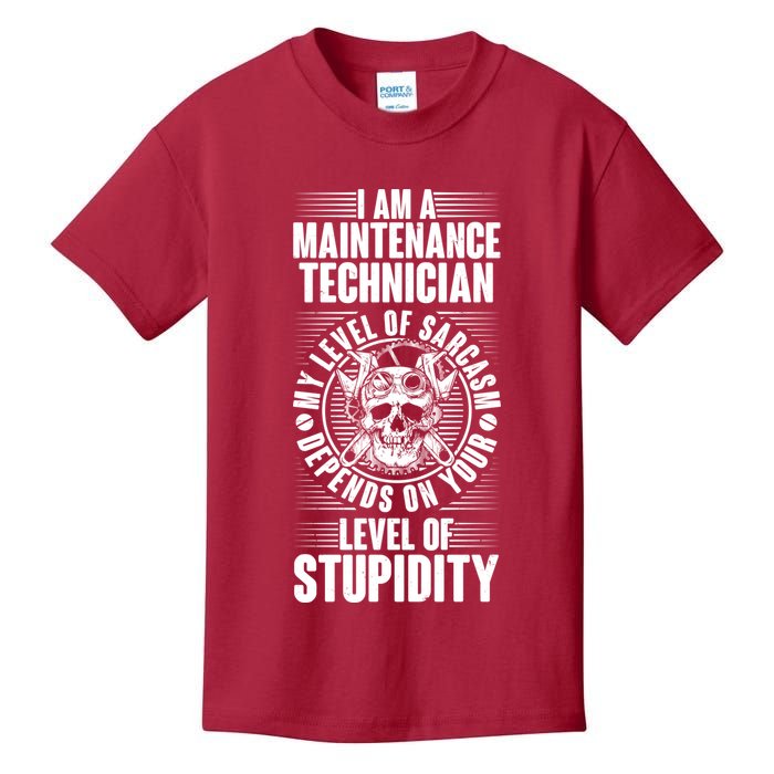 I Am A Maintenance Technician Level Of Stupidity Kids T-Shirt