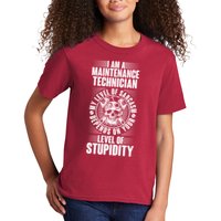 I Am A Maintenance Technician Level Of Stupidity Kids T-Shirt