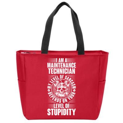 I Am A Maintenance Technician Level Of Stupidity Zip Tote Bag