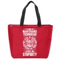 I Am A Maintenance Technician Level Of Stupidity Zip Tote Bag
