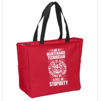 I Am A Maintenance Technician Level Of Stupidity Zip Tote Bag