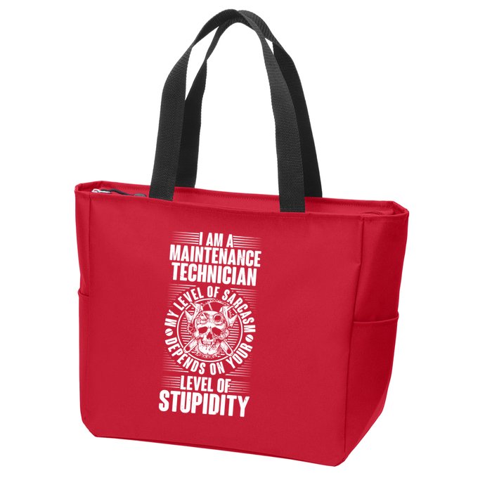 I Am A Maintenance Technician Level Of Stupidity Zip Tote Bag