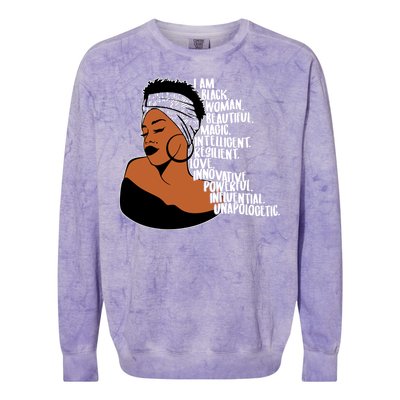 I Am A Proud Black Woman Beautiful Powerful Colorblast Crewneck Sweatshirt