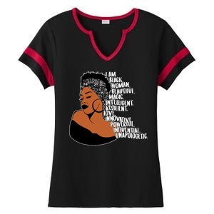 I Am A Proud Black Woman Beautiful Powerful Ladies Halftime Notch Neck Tee