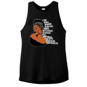 I Am A Proud Black Woman Beautiful Powerful Ladies PosiCharge Tri-Blend Wicking Tank