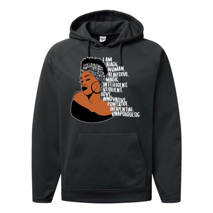 I Am A Proud Black Woman Beautiful Powerful Performance Fleece Hoodie