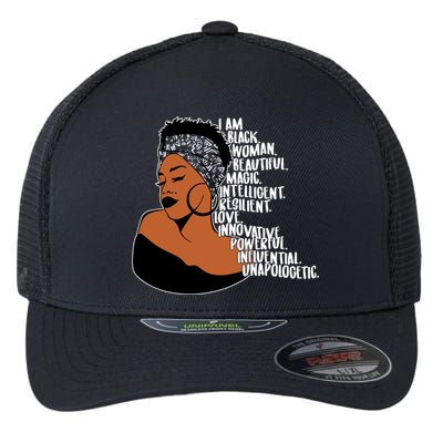 I Am A Proud Black Woman Beautiful Powerful Flexfit Unipanel Trucker Cap