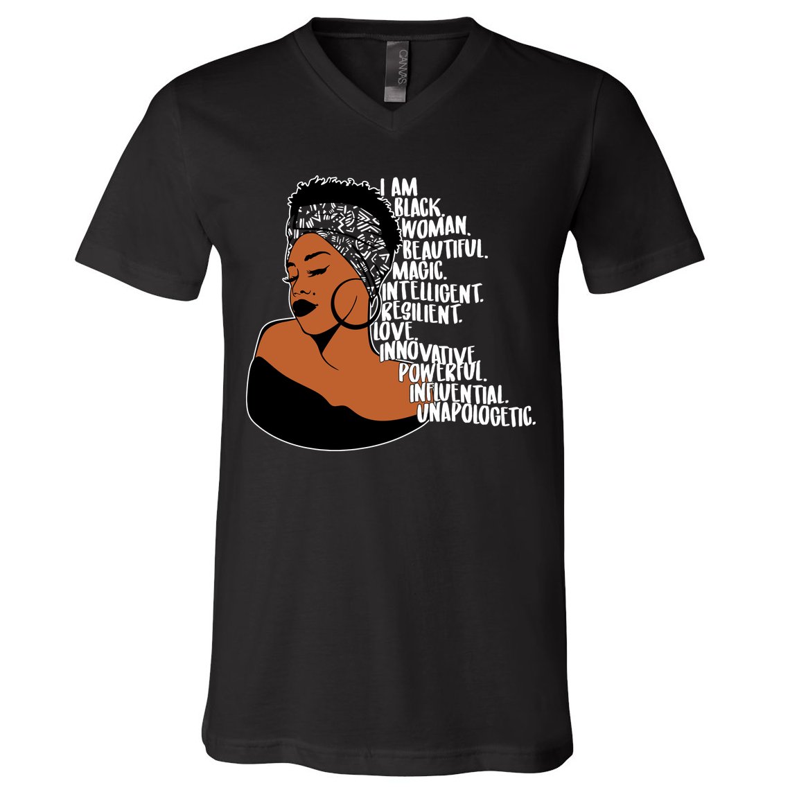 I Am A Proud Black Woman Beautiful Powerful V-Neck T-Shirt
