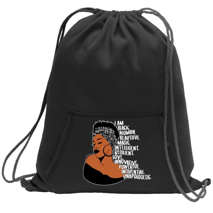 I Am A Proud Black Woman Beautiful Powerful Sweatshirt Cinch Pack Bag