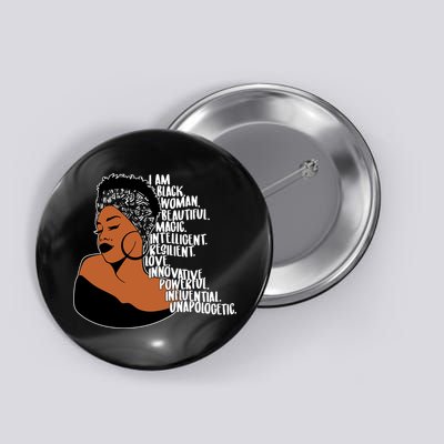 I Am A Proud Black Woman Beautiful Powerful Button