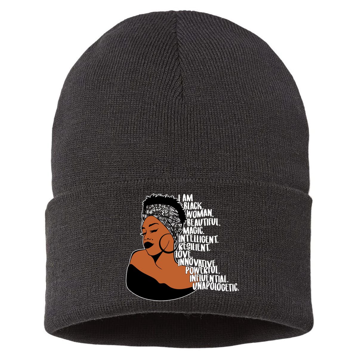 I Am A Proud Black Woman Beautiful Powerful Sustainable Knit Beanie