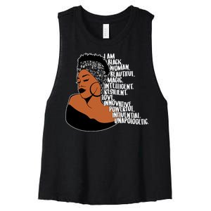 I Am A Proud Black Woman Beautiful Powerful Women's Racerback Cropped Tank