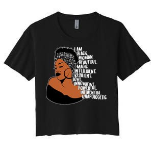 I Am A Proud Black Woman Beautiful Powerful Women's Crop Top Tee