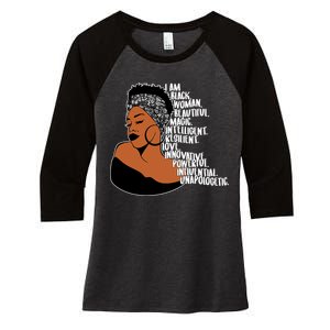 I Am A Proud Black Woman Beautiful Powerful Women's Tri-Blend 3/4-Sleeve Raglan Shirt