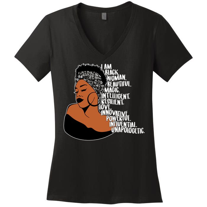 I Am A Proud Black Woman Beautiful Powerful Women's V-Neck T-Shirt