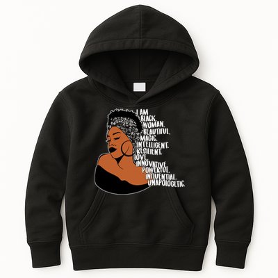 I Am A Proud Black Woman Beautiful Powerful Kids Hoodie