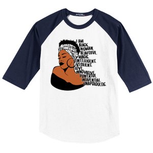 I Am A Proud Black Woman Beautiful Powerful Baseball Sleeve Shirt