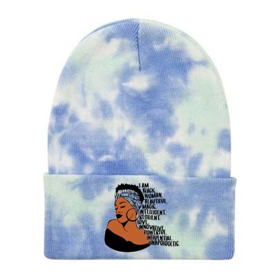 I Am A Proud Black Woman Beautiful Powerful Tie Dye 12in Knit Beanie