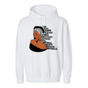 I Am A Proud Black Woman Beautiful Powerful Garment-Dyed Fleece Hoodie