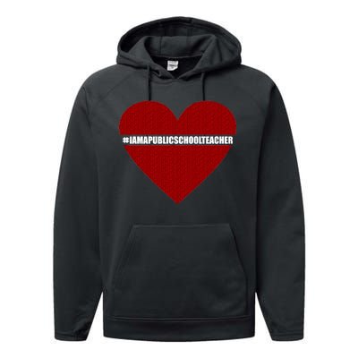 I Am a Public School Teacher Hashtag Love Heart Performance Fleece Hoodie