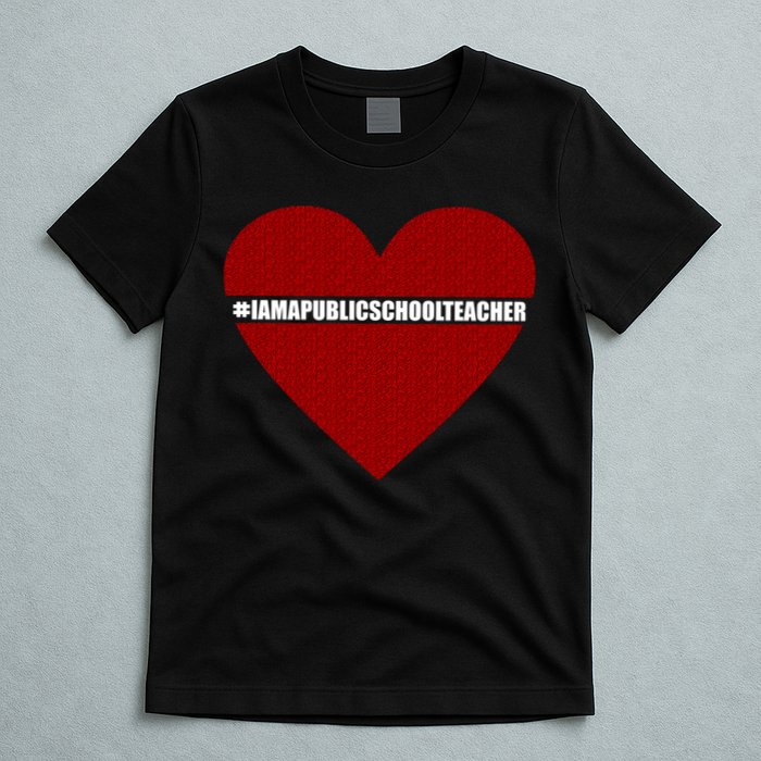 I Am a Public School Teacher Hashtag Love Heart T-Shirt