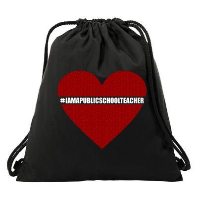I Am a Public School Teacher Hashtag Love Heart Drawstring Bag