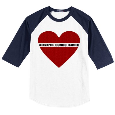 I Am a Public School Teacher Hashtag Love Heart Baseball Sleeve Shirt