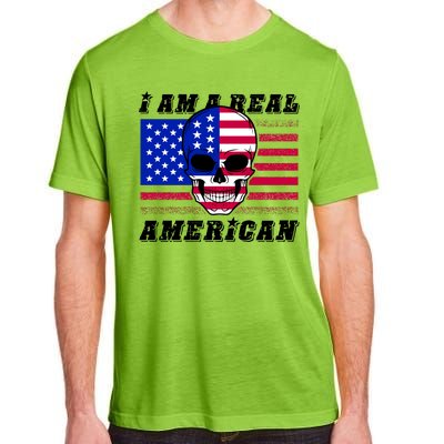 I Am A Real American Skull Flag Adult ChromaSoft Performance T-Shirt