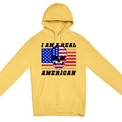 I Am A Real American Skull Flag Premium Pullover Hoodie