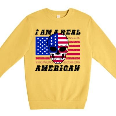 I Am A Real American Skull Flag Premium Crewneck Sweatshirt