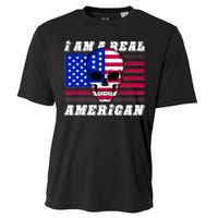 I Am A Real American Skull Flag Cooling Performance Crew T-Shirt