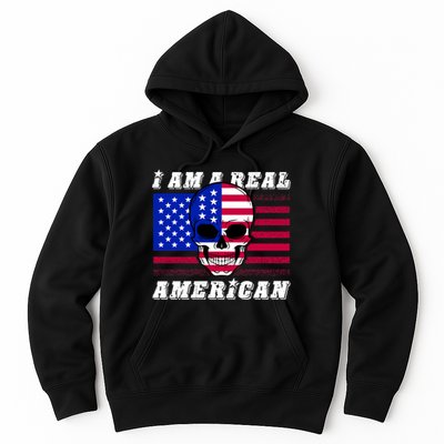 I Am A Real American Skull Flag Hoodie