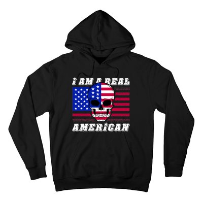 I Am A Real American Skull Flag Hoodie