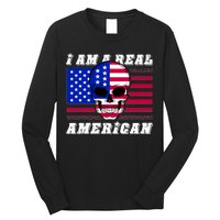 I Am A Real American Skull Flag Long Sleeve Shirt