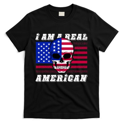 I Am A Real American Skull Flag T-Shirt