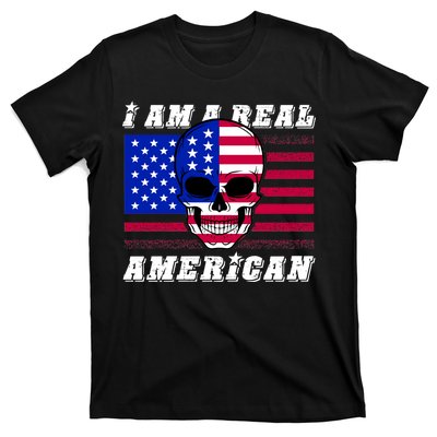 I Am A Real American Skull Flag T-Shirt