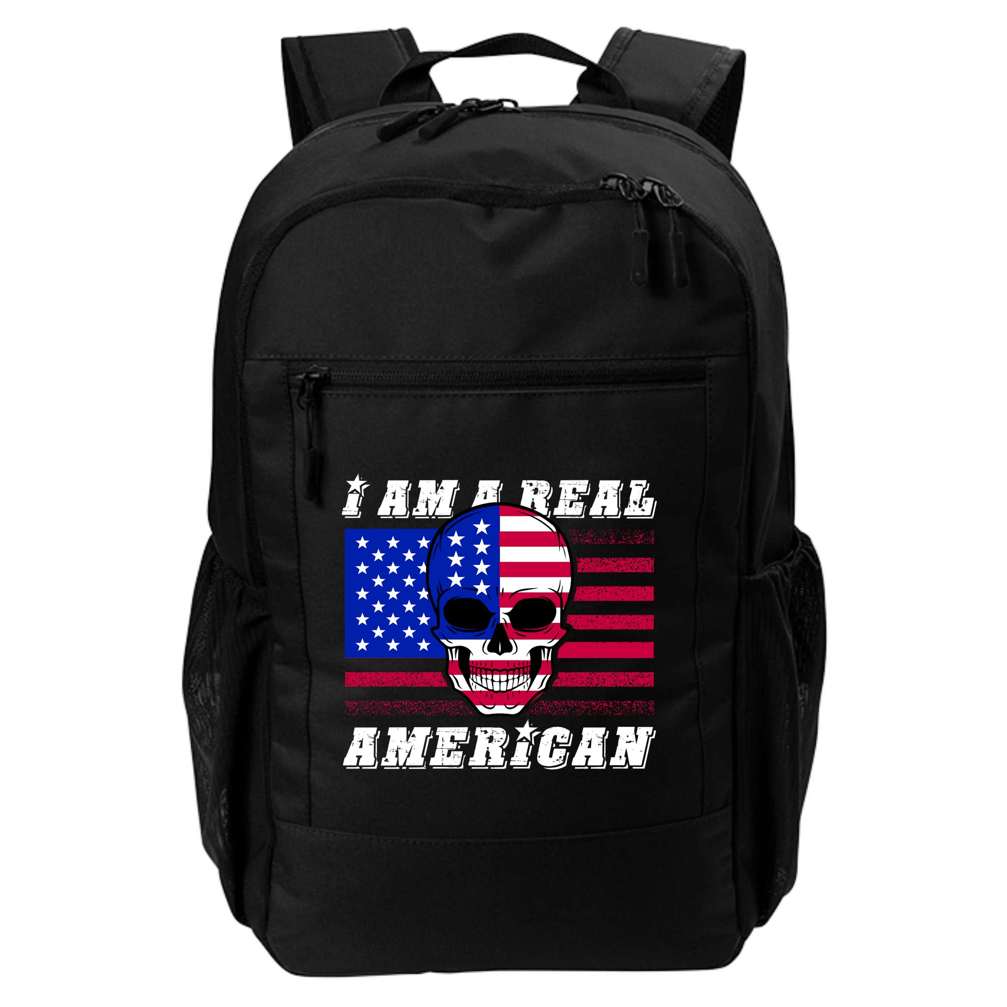 I Am A Real American Skull Flag Backpack