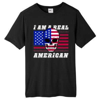 I Am A Real American Skull Flag Tall Fusion ChromaSoft Performance T-Shirt