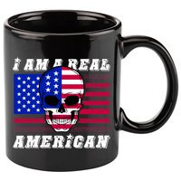 I Am A Real American Skull Flag 11oz C Handle Ceramic Mug