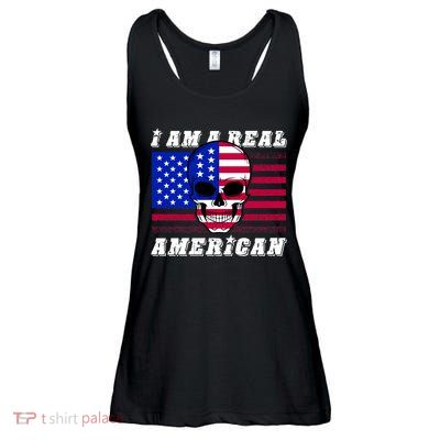 I Am A Real American Skull Flag Ladies Essential Flowy Tank