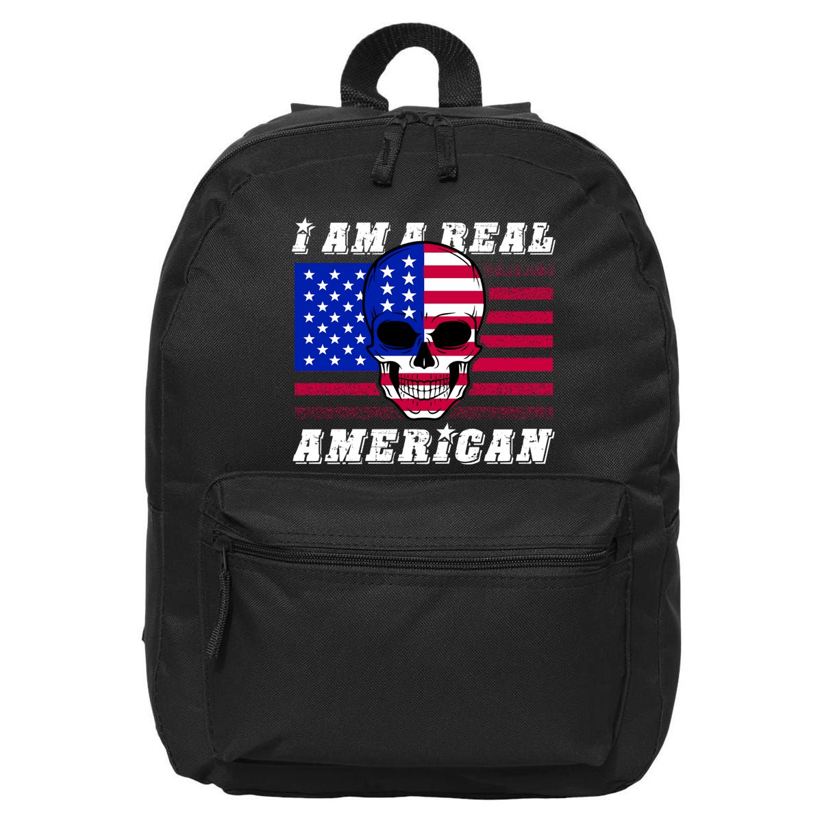 I Am A Real American Skull Flag 16 in Basic Backpack