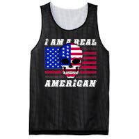 I Am A Real American Skull Flag Mesh Reversible Basketball Jersey Tank