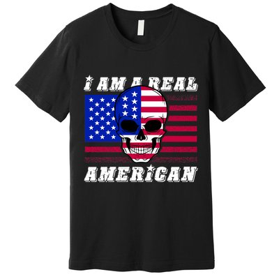 I Am A Real American Skull Flag Premium T-Shirt