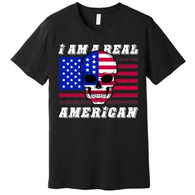 I Am A Real American Skull Flag Premium T-Shirt