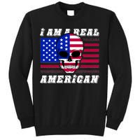 I Am A Real American Skull Flag Tall Sweatshirt