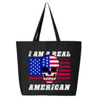I Am A Real American Skull Flag 25L Jumbo Tote