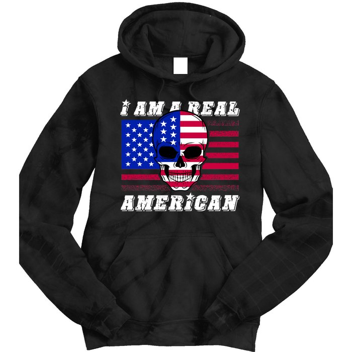 I Am A Real American Skull Flag Tie Dye Hoodie