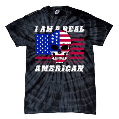 I Am A Real American Skull Flag Tie-Dye T-Shirt