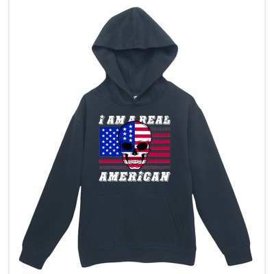 I Am A Real American Skull Flag Urban Pullover Hoodie