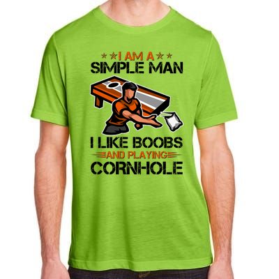 I Am A Simple Man I Like Boobs And Playing Cornhole Adult ChromaSoft Performance T-Shirt